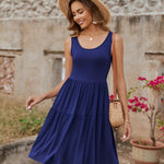 Nadorine Boho Floral Casual Tank Dresses with Pockets