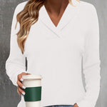 Nadorine Sweaters for Women Long Sleeve Shirts V Neck Knit Pullover