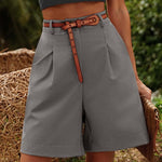 Nadorine Shorts Casual Elastic High Waist Wide Leg Short Trousers (DE Only)