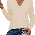 Nadorine Sweaters for Women Long Sleeve Shirts V Neck Knit Pullover