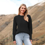 Nadorine Women's Long Sleeve Sweater Casual Ribbed Knit Pullover