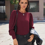 Nadorine Women's Knit Pullover Sweater Soft Puff Long Sleeve Shirt