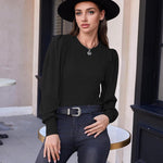 Nadorine Women's Knit Pullover Sweater Soft Puff Long Sleeve Shirt