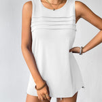 Nadorine Tank Top Blouses Scooped Neck Pleated Front Shirts