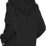 Women Quilted Sweatshirt, Casual Hoodies Pullover with Long Sleeve Hooded Sweatshirt (Us Only)