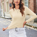 Nadorine Women Y2K Crewneck Long Sleeve Slim Fit T-Shirt