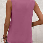 Nadorine Summer Tank Top for Women Pleated High Neck Tops