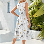 Nadorine Floral Beach Sundress Casual A-Line Midi Tank Dresses
