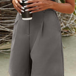 Nadorine Shorts Casual Elastic High Waist Wide Leg Short Trousers (DE Only)