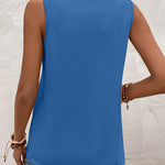 Nadorine Summer Tank Top for Women Pleated High Neck Tops