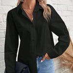 Nadorine Cotton Button Down Shirts Long Sleeve V Neck Tops
