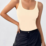 Nadorine 2 Packs Womens Ribbed Tank Tops Square Neck Tops