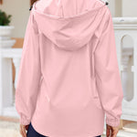 Nadorine Rain Jacket Women Lightweight Waterproof Hooded Zip Raincoat