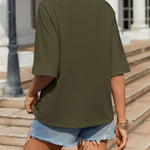 Nadorine Oversized Loose Fit Short Sleeve Striped Tops