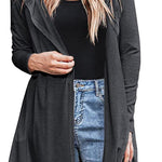 Hooded Long Cardigans Maxi Cardigan with Hood Open Front Lightweight Duster Coat with Pocket - Nadorine (Us Only)