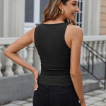 Nadorine Ribbed Tank Tops 3 Pack Scoop Neck Ruched Shirts