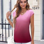 Zeagoo Womens Cap Sleeve V Neck T Shirts with Pocket