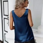 Nadorine Women's Satin Tank Top Sleeveless Blouse Top