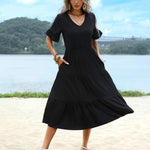 Nadorine Summer Dresses Midi Tiered Casual Dress