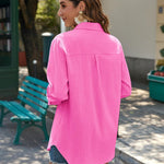 Nadorine Linen Button Down Shirts  Long Sleeve Cotton Gauze Tops