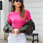 Nadorine Women Y2K Crewneck Long Sleeve Slim Fit T-Shirt