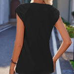 Nadorine Square Neck Casual Cap Sleeve Shirt