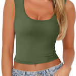 Nadorine Women's Double Lined Square Neck Tank Top
