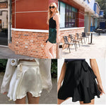 Tie Waist Self Belted Wrap Overlap A-Line Short Skirt - Nadorine (Us Only)