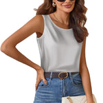 Nadorine Satin Top Women's Elegant Silk Top Basic Blouse (DE Only)
