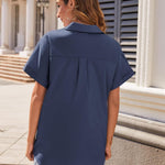 Nadorine Women's Cotton Button Down Shirts Short Sleeve Casual Shirts