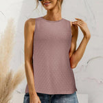 Nadorine Sleeveless Eyelet Shirts High Neck Top