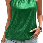 Nadorine Glitter Tops Women's Halterneck Party Sequin Top (DE Only)