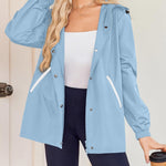 Nadorine Rain Jacket Women Lightweight Waterproof Hooded Zip Raincoat
