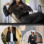 Nadorine Sherpa Fleece Jacket Faux Fuzzy Casual Zip Up Coat