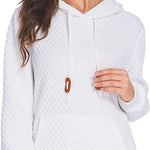 Women Quilted Sweatshirt, Casual Hoodies Pullover with Long Sleeve Hooded Sweatshirt (Us Only)