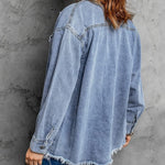 Nadorine Jean Jackets Ripped Stretchy Denim Jean Jacket