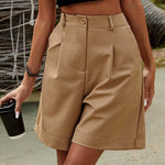 Nadorine Shorts Casual Elastic High Waist Wide Leg Short Trousers (DE Only)
