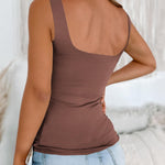 Nadorine Women's Square Neck Double Lined Tank Tops