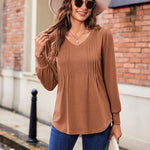 Nadorine Blouse Women's Elegant Tunic Long Sleeve V-Neck Blouses (DE Only)