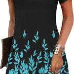 Nadorine Women's Casual A-Line Dresses with Pockets Floral Tshirt Dress