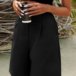 Nadorine Shorts Casual Elastic High Waist Wide Leg Short Trousers (DE Only)