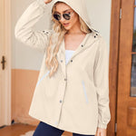 Nadorine Rain Jacket Women Lightweight Waterproof Hooded Zip Raincoat