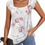 Nadorine Square Neck Casual Cap Sleeve Shirt