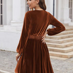 Nadorine Women's Elegant Velvet Dress Winter Dress (DE Only)