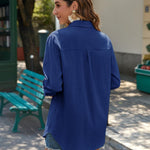 Nadorine Linen Button Down Shirts  Long Sleeve Cotton Gauze Tops