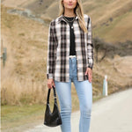 Nadorine Flannel Shirt Women Button Down Long Sleeve Plaid Shirts