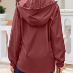 Nadorine Rain Jacket Women Lightweight Waterproof Hooded Zip Raincoat