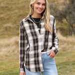 Nadorine Flannel Shirt Women Button Down Long Sleeve Plaid Shirts