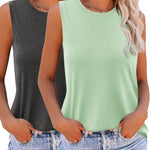 Nadorine 2 Pack Casual Crewneck Sleeveless T Shirts