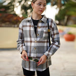 Nadorine Women Flannel Shacket Jacket Plaid Button Down Shirt